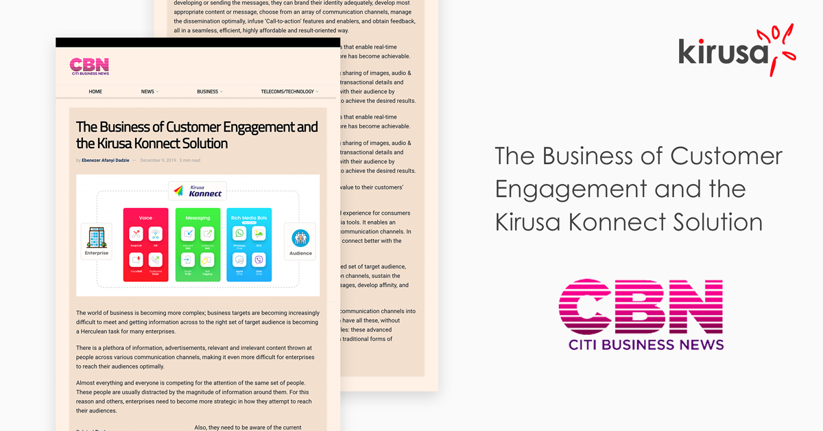 The Business of Customer Engagement and the Kirusa Konnect Solution
